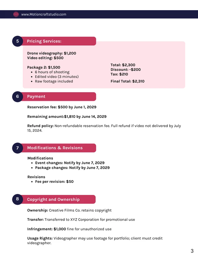 Drone Videography Contract Template - Pagina 3