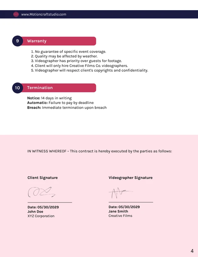 Drone Videography Contract Template - Page 4