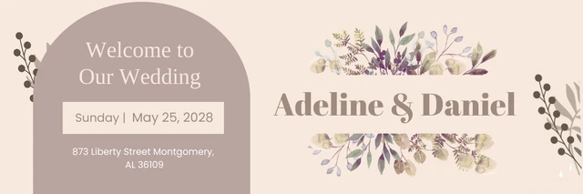 Rustic Floral Wedding Banner Template