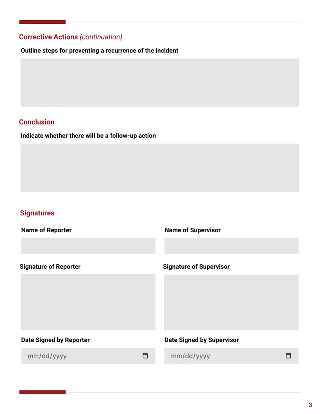 Restaurant Incident Report - Page 3