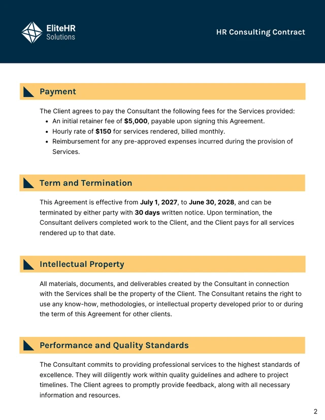 HR Consulting Contract Template - Page 2