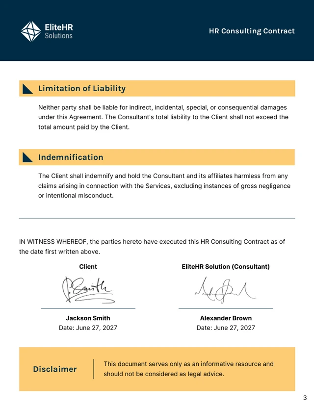 HR Consulting Contract Template - page 3