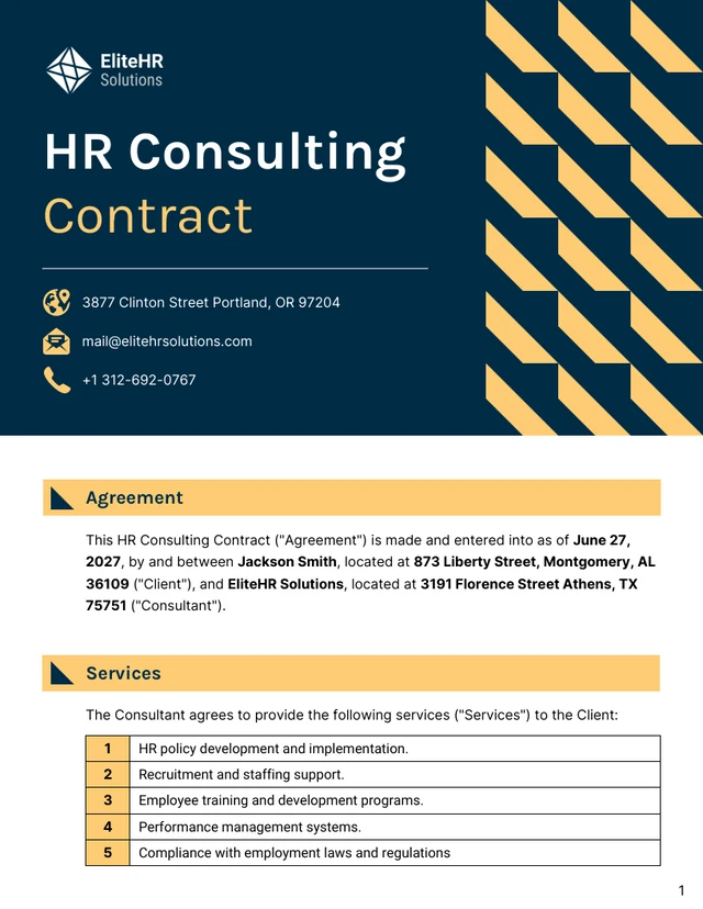 HR Consulting Contract Template - صفحة 1