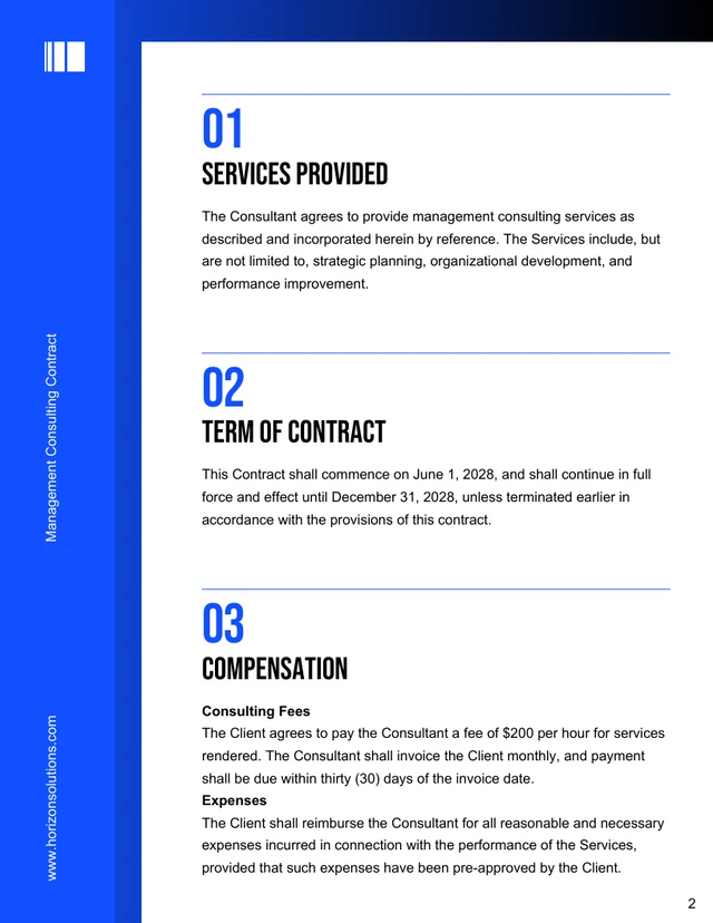 Management Consulting Contract Template - page 2