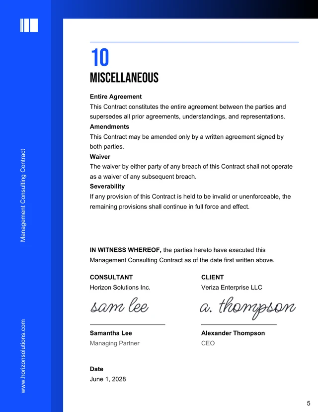 Management Consulting Contract Template - Pagina 5