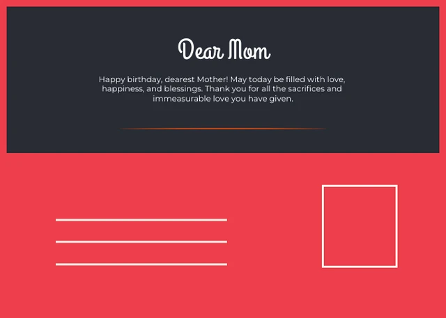 Red And Black Simple Happy Mother's Day Postcard - Seite 2
