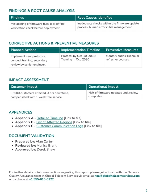 NCR Investigation Report Template - صفحة 2