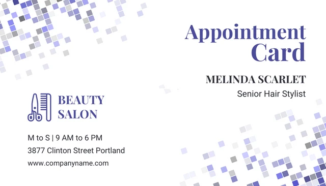 White Professional Beauty Salon Appointment Business Card - Page 1