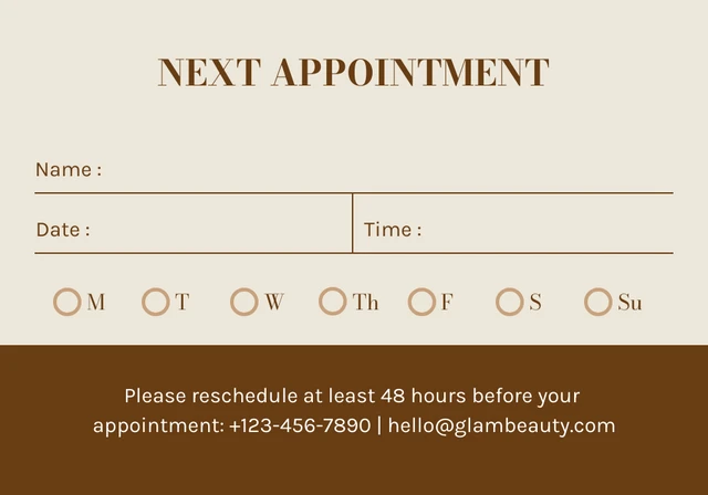 Beige And Brown Minimalist Appointment Card - Page 2