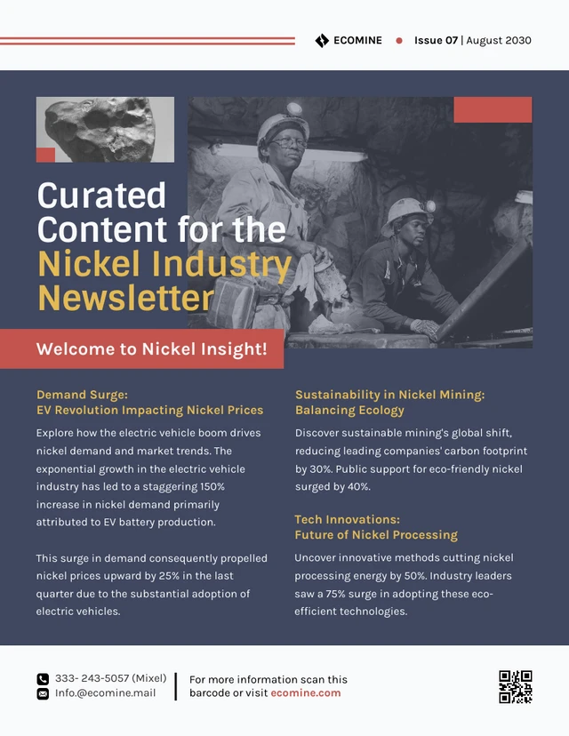 Curated Content for the Nickel Industry Newsletter Template