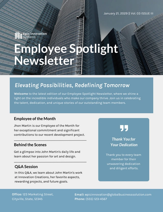 Employee Spotlight Newsletter Template