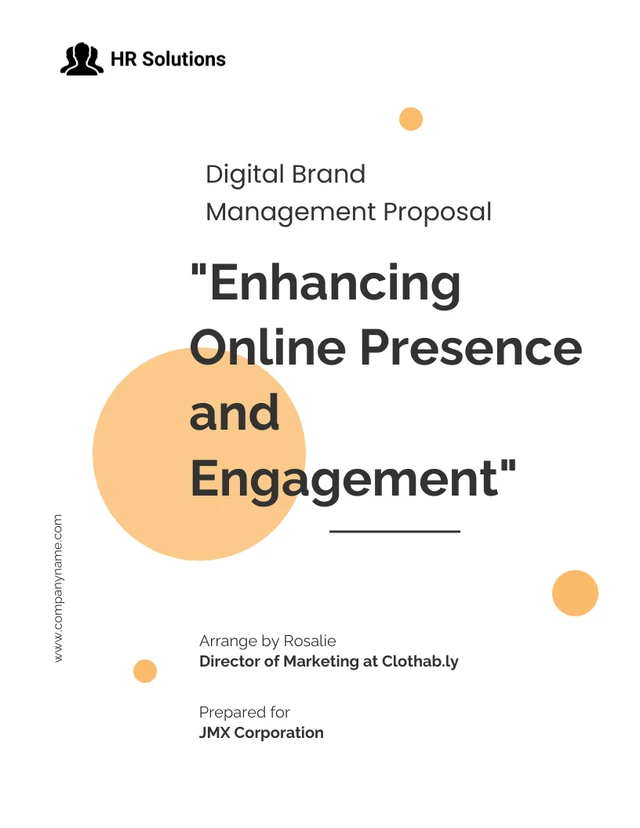 Orange and White Minimalist Brand Management Proposal - Page 1