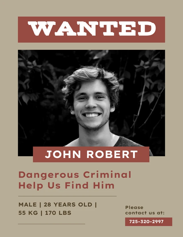 Brown And Red Wanted Poster Template