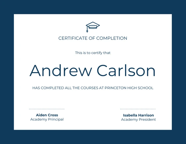 Simple Blue Pattern Certificate of Completion