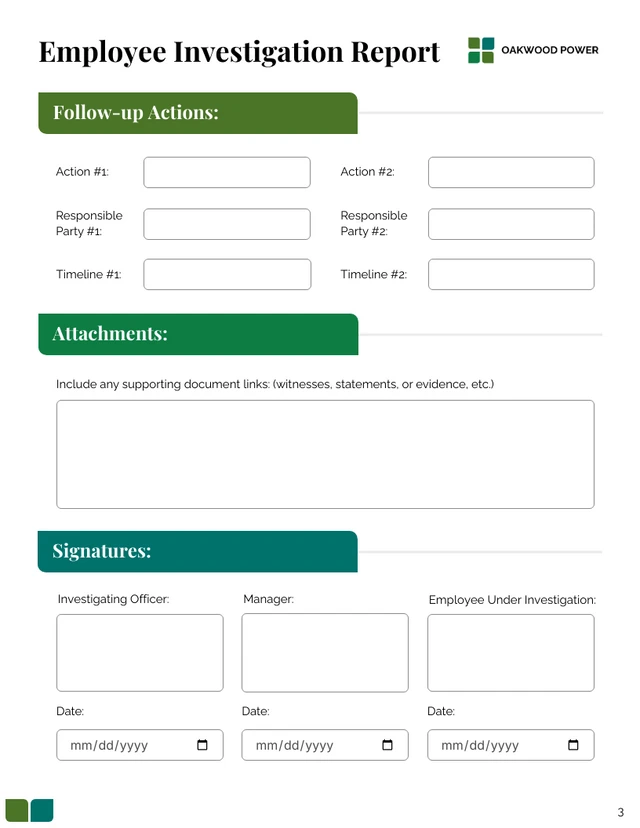 Employee Investigation Report Template - page 3