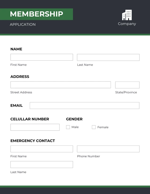 Clean Simple Form Membership Application Form Template