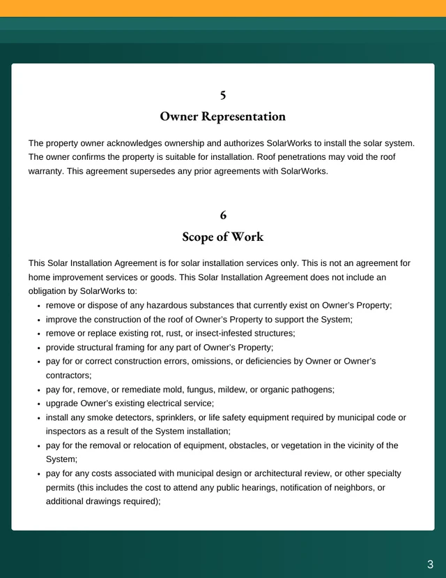 Residential Solar Installation Contract Template - page 3