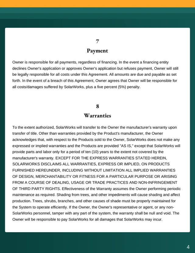 Residential Solar Installation Contract Template - Página 4