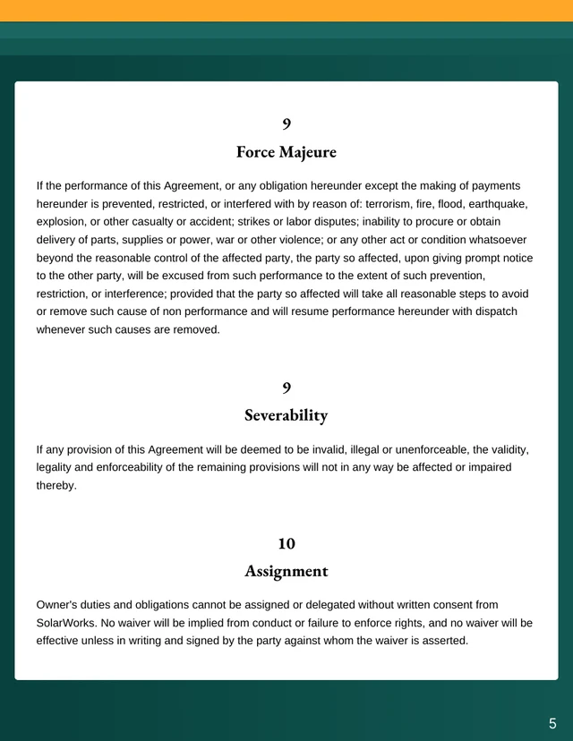 Residential Solar Installation Contract Template - Pagina 5