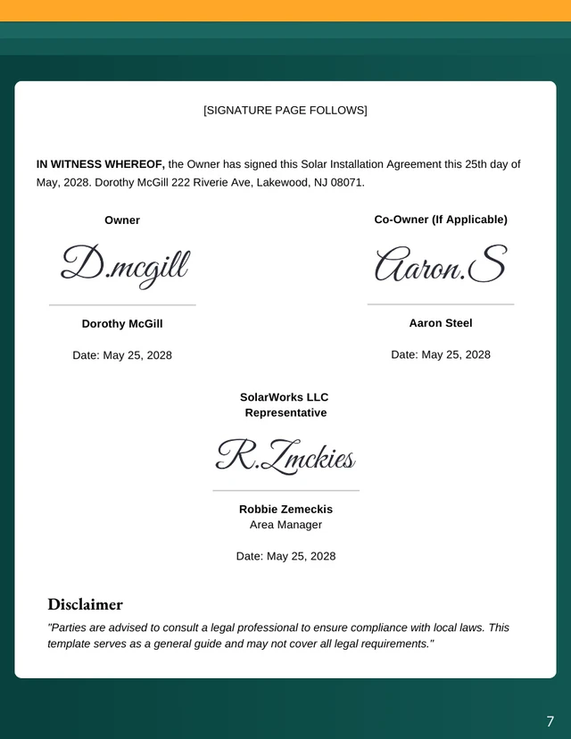 Residential Solar Installation Contract Template - page 7