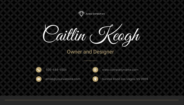 Black and Gold Luxury Jewelry Business Card - Page 2