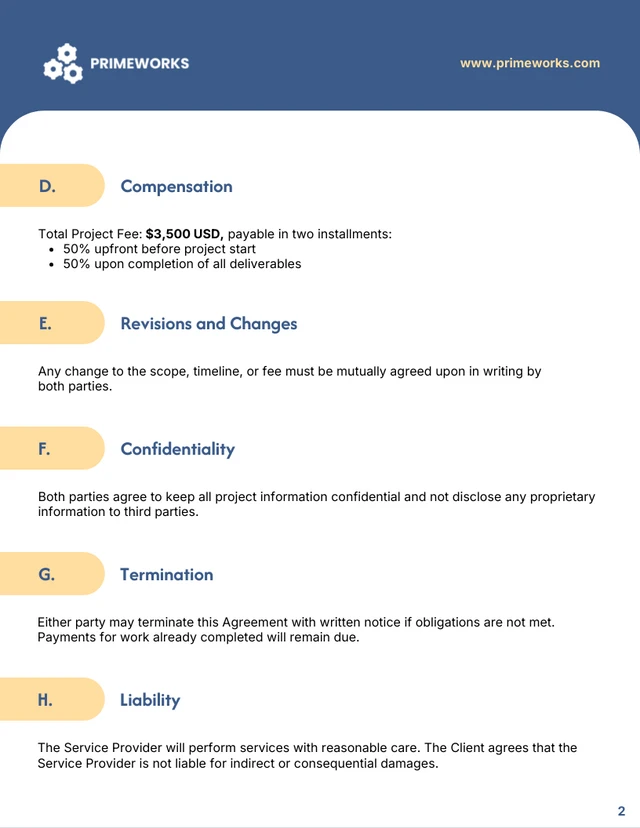 Scope of Work Contract Template - Seite 2
