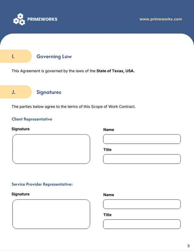 Scope of Work Contract Template - Seite 3