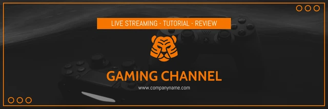 Black And Orange Modern Minimalist Channel Gaming Banner Template