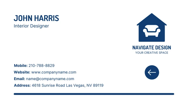 Navy And White Professional Interior Design Business Card - Seite 2