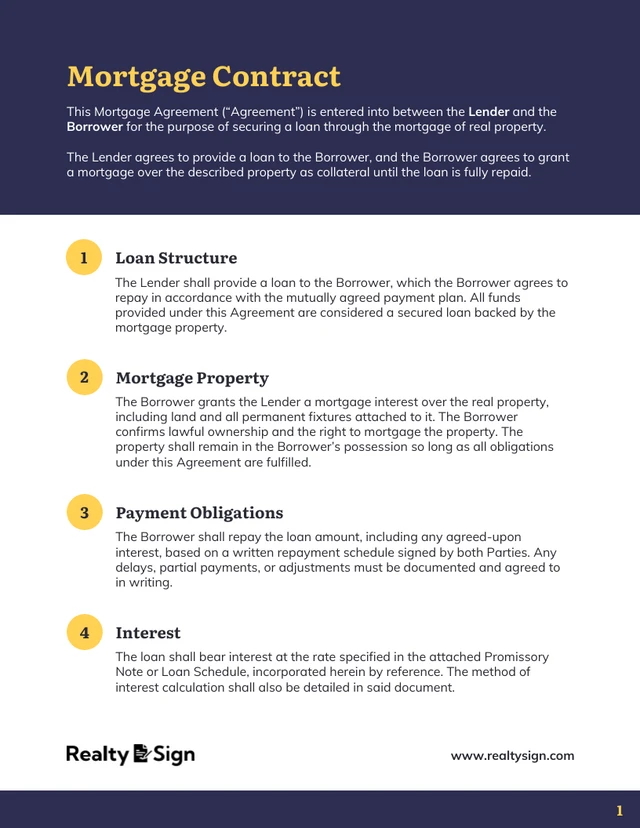 Mortgage Contract Template - Página 1