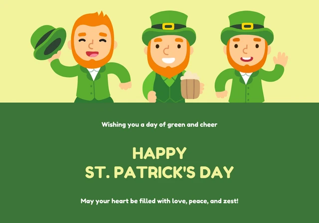 Illustration Green and Yellow Cream St. Patrick's Day Card Template