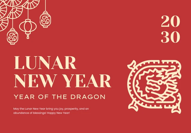 Red and Cream Simple Dragon Lunar New Year Card Template