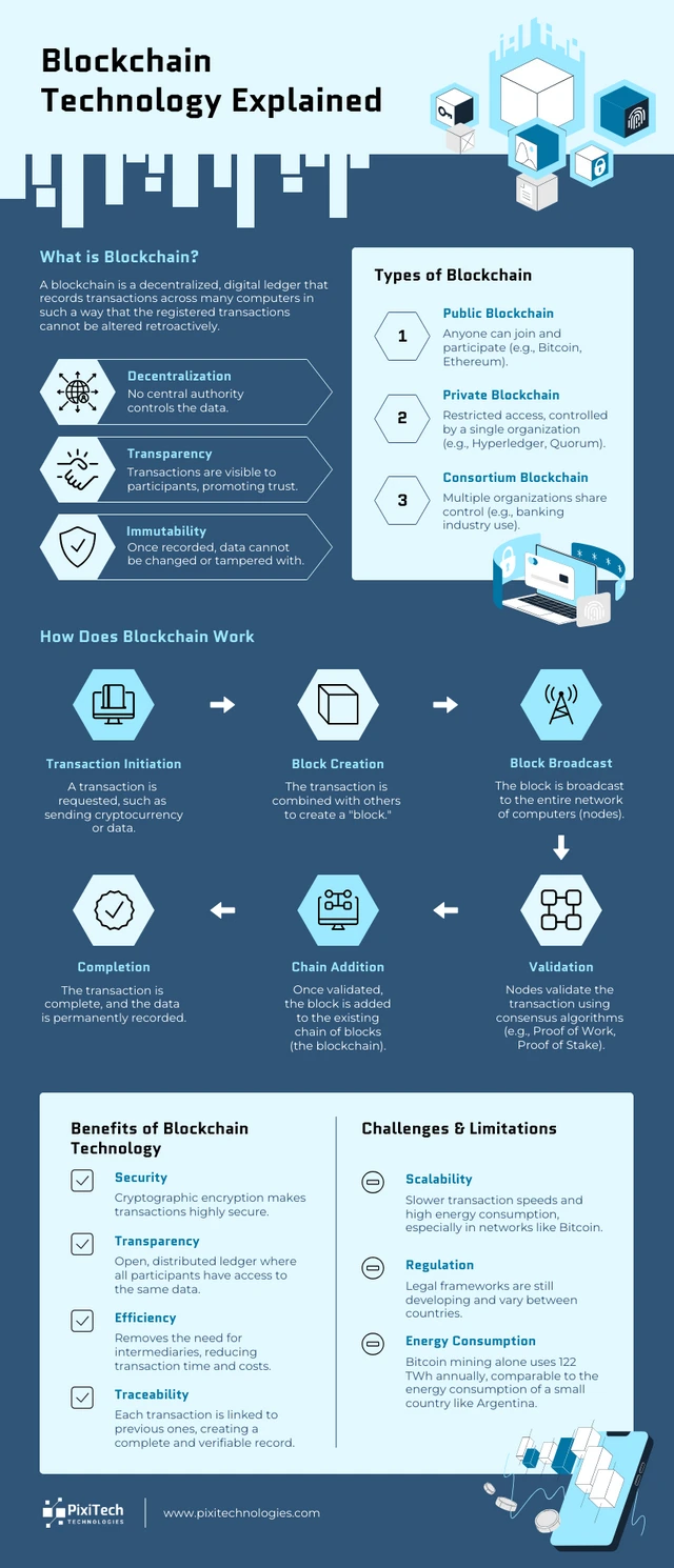 Modello di infografica informativa sulla catena di blocchi