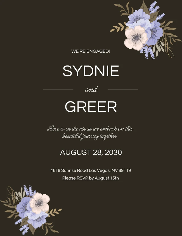 Brown And Purple Engagement Party Invitation Template