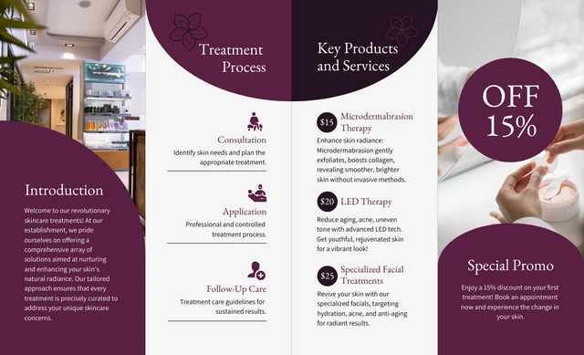 Skincare Treatments Roll Fold Brochure - Page 2