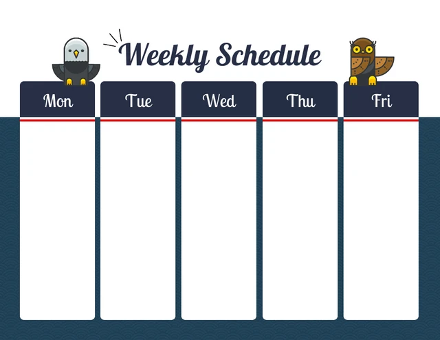 Blue And White Weekly Anime Schedule Template