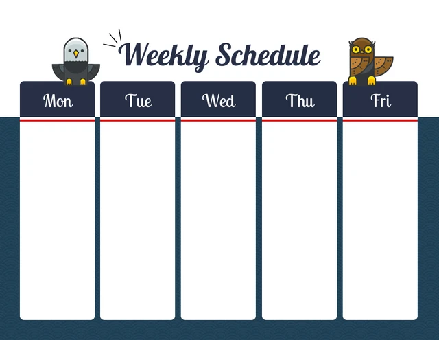 Blue And White Weekly Anime Schedule Template (Modèle d'horaire hebdomadaire de l'anime bleu et blanc)