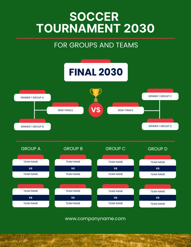 Dark Green Simple Soccer Tournament Schedule Template
