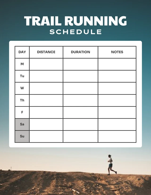 Green Gradient Simple Trail Running Schedule Template