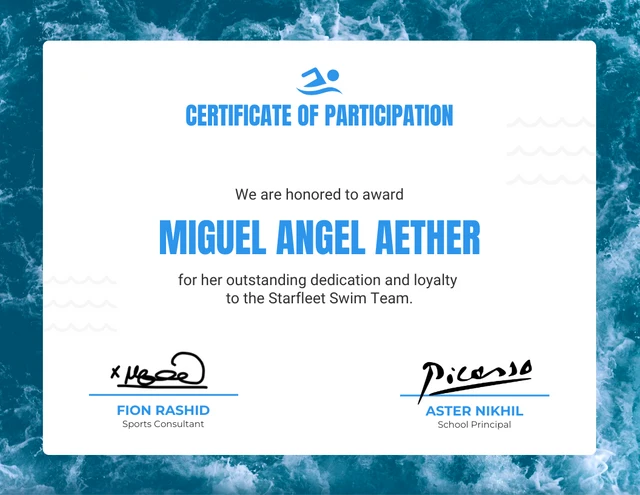 White And Blue Simple Sport Certificate Template