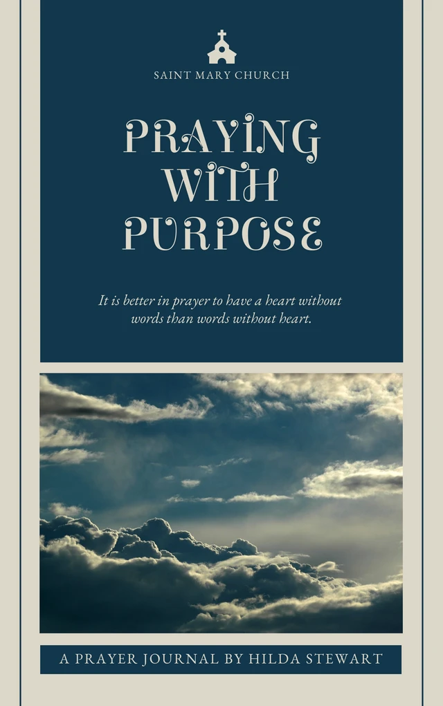 Blue Heavenly Photo Prayer Journal Book Cover Template