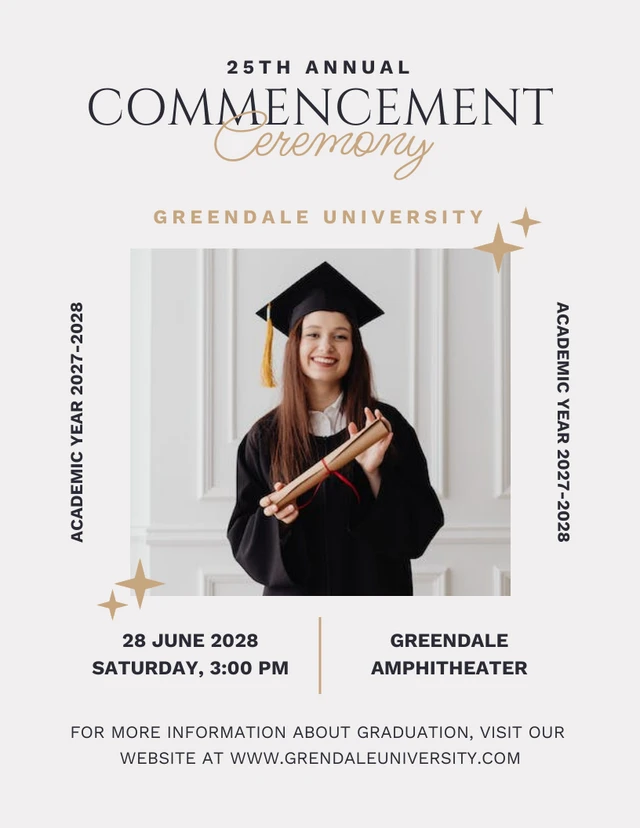Light Grey Modern Aesthetic Graduation Ceremony College Poster Template