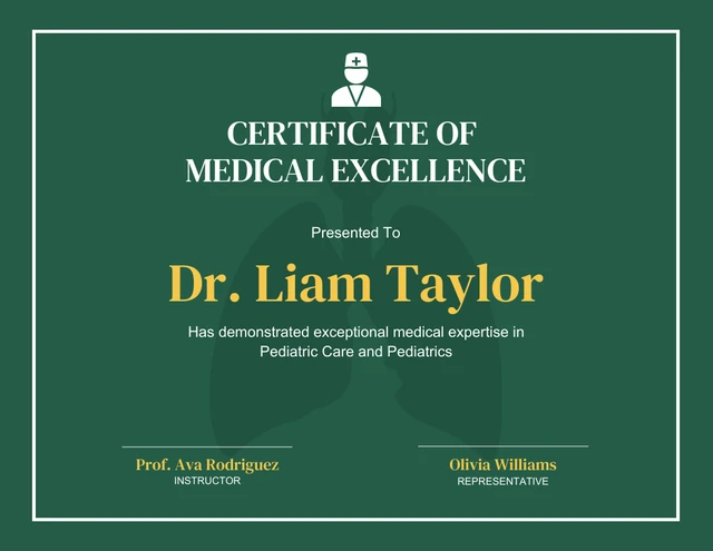 Modèle de certificat médical simple vert