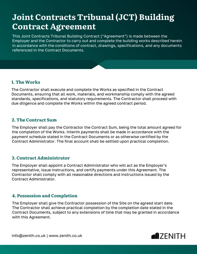 JCT Contract Template - Pagina 1