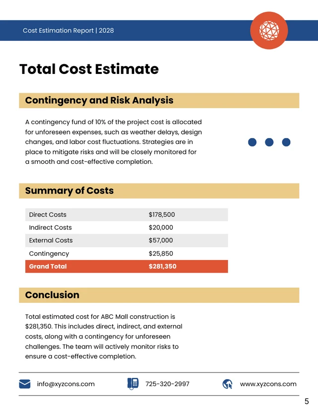 Cost Estimation Report - Page 5