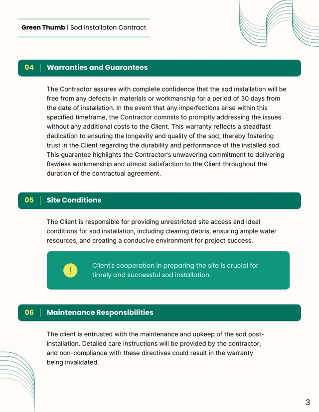 Sod Installation Contract Template - Seite 3