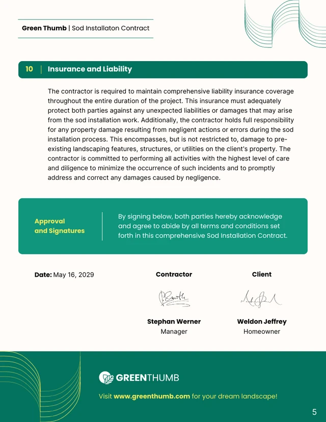 Sod Installation Contract Template - Pagina 5