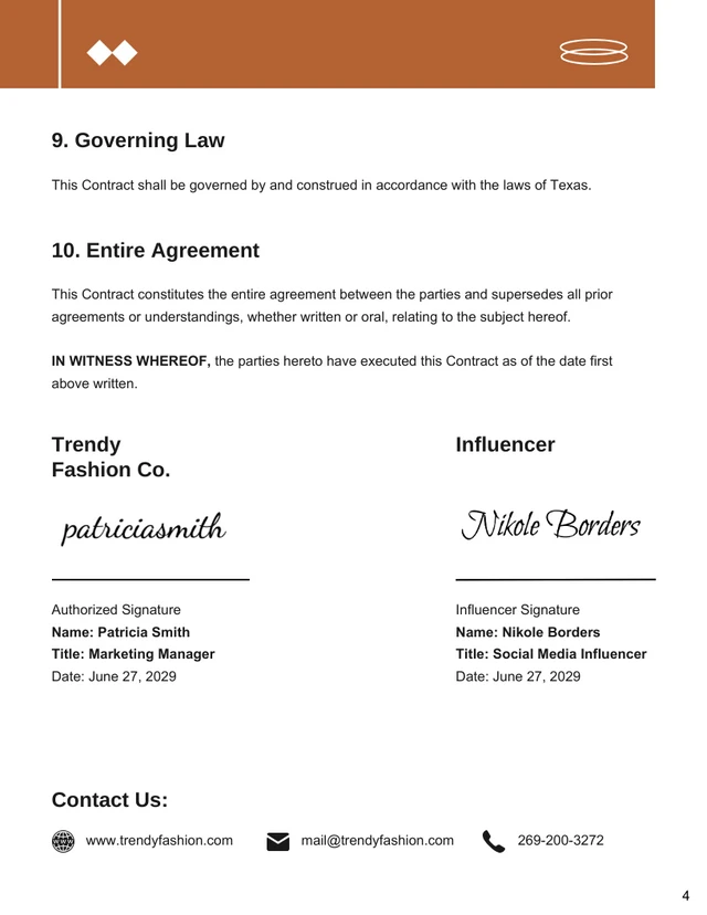 Influencer Collaboration Contract Template - page 4