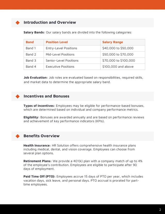 Compensation and Benefits Policy Template - page 2