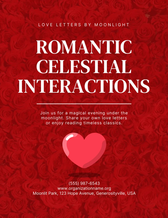 Red Elegant Floral Romantic Love Poster Template